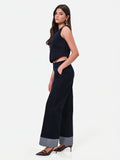 Pantalone blu navy in velluto con impunture a contrasto Giorgia Palmas X Rinascimento