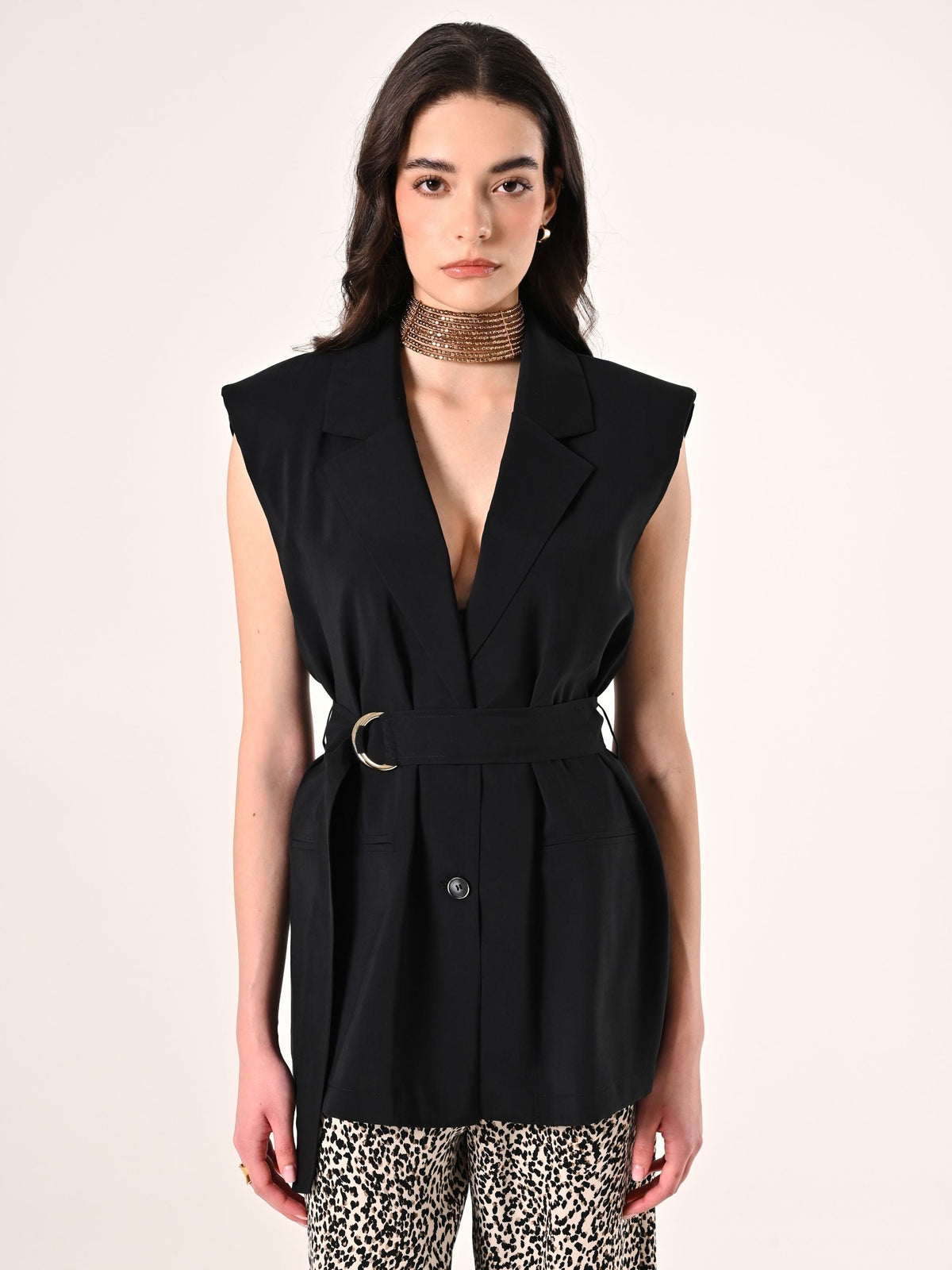 Gilet Nero in Misto Viscosa