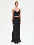 Top bustier nero con profili in pizzo