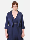 Giacca Curvy bolero in raso blu navy