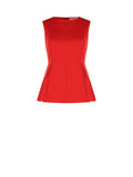 Top rosso in cotone con baschina