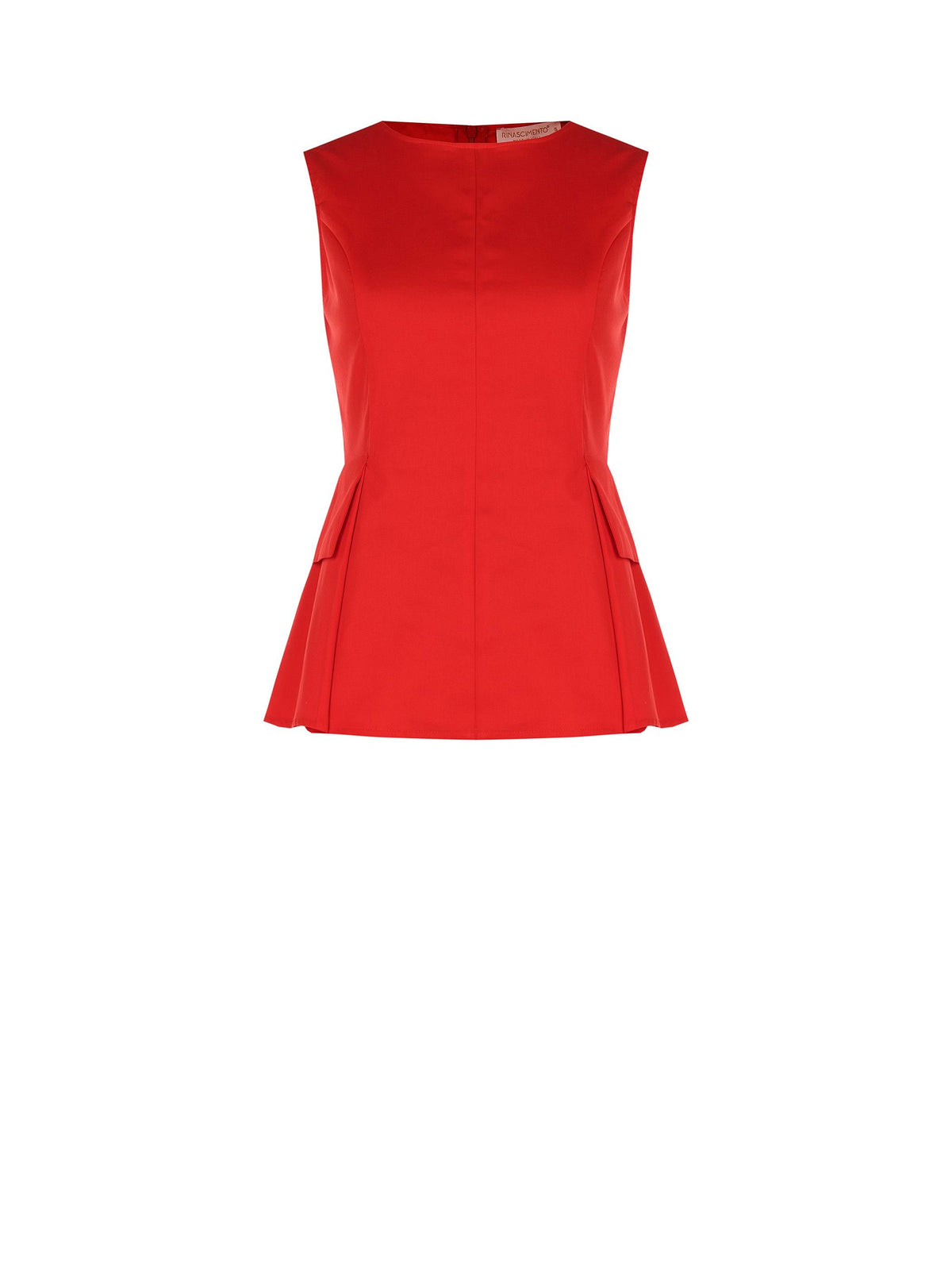 Top rosso in cotone con baschina