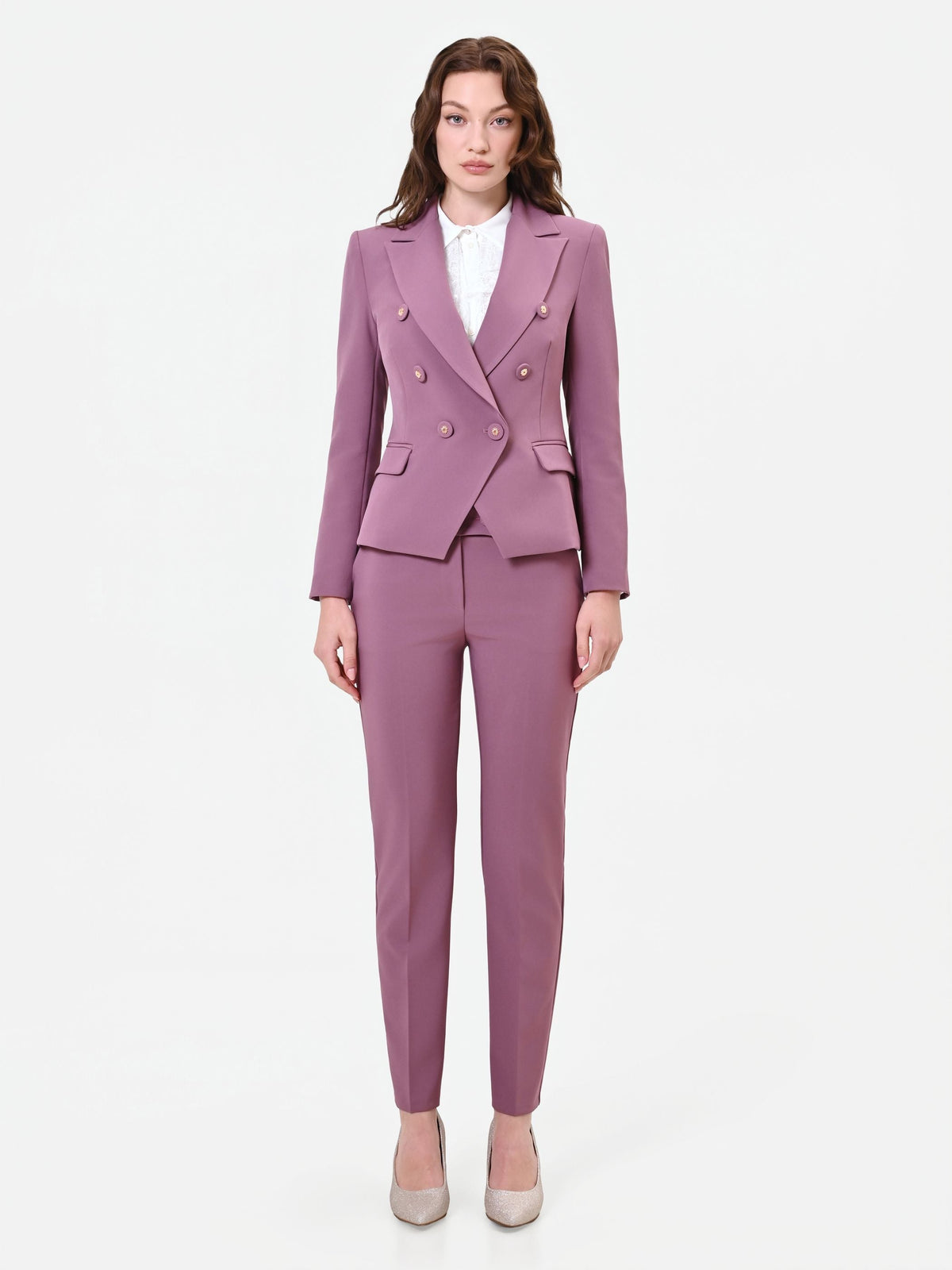 Giacca blazer doppiopetto rosa antico