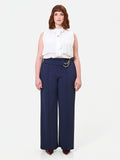 Pantalone palazzo Curvy blu navy con catena