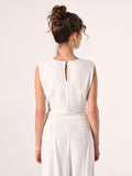 Top con Fibbia in Crepe Bianco
