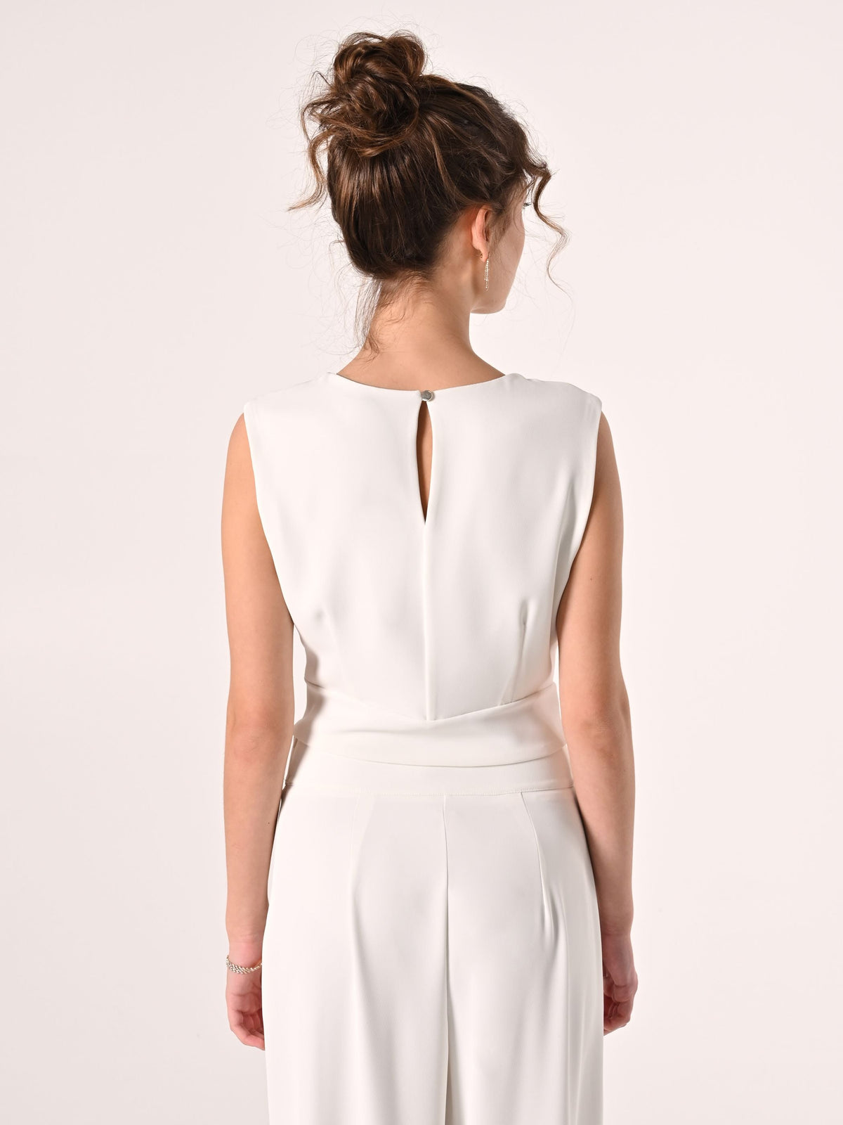 Top con Fibbia in Crepe Bianco