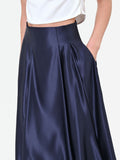 Gonna lunga blu navy con ampie pieghe