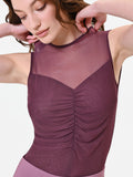 Blusa bordeaux con carré in tulle