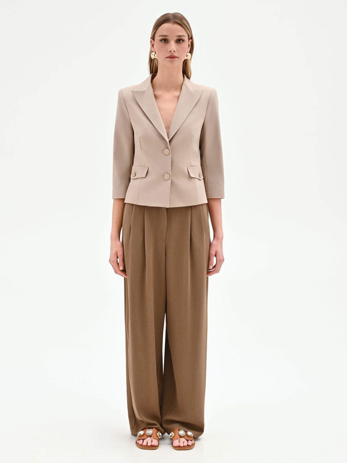 Giacca blazer tortora beige in cotone