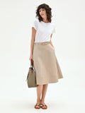 Abito beige scuro con corpetto a contrasto