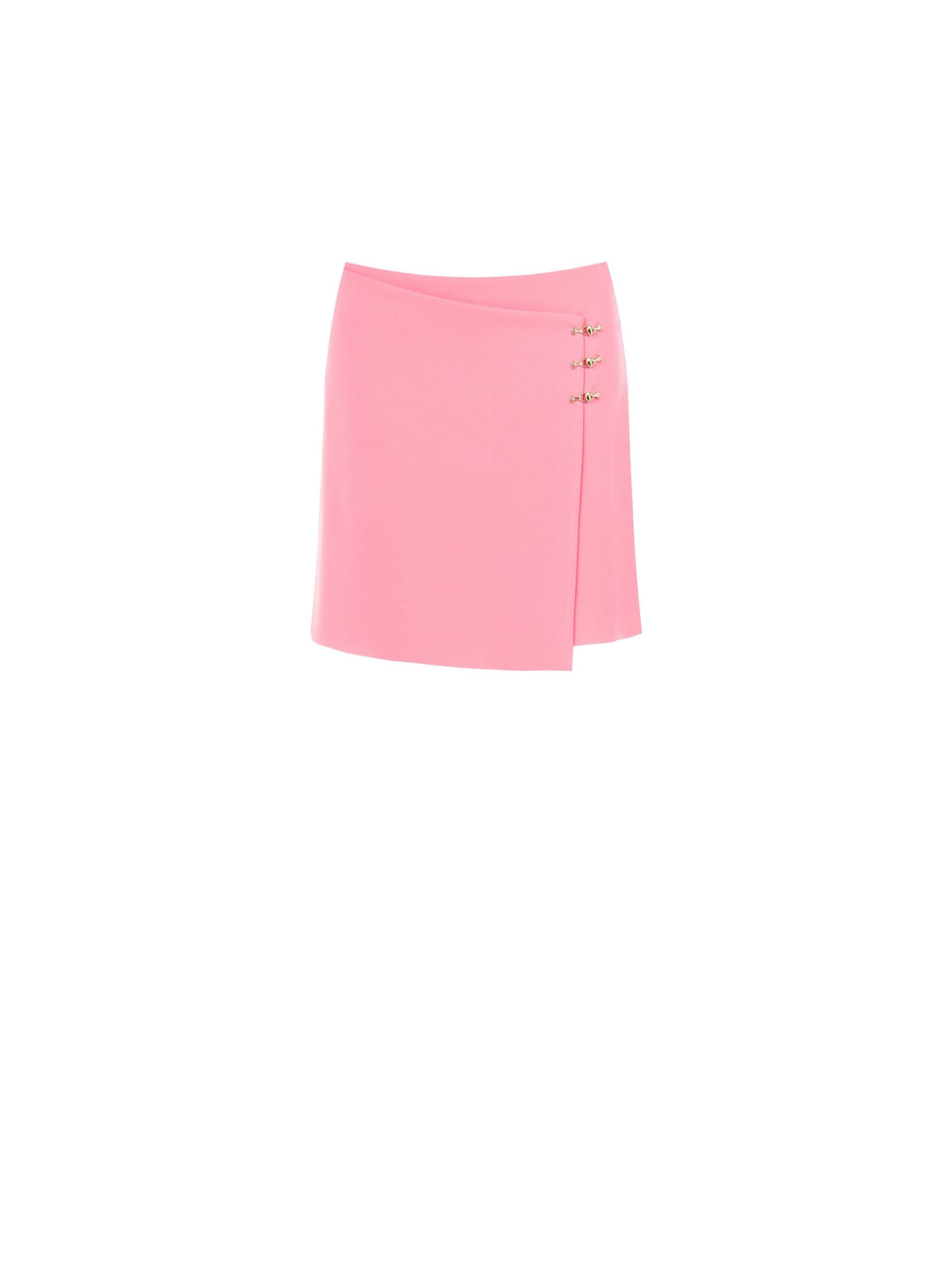 Gonna corta rosa con applicazioni metalliche