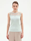Top verde menta in maglia a costine