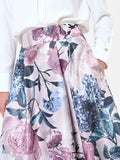 Gonna in raso rosa antico con stampa floreale