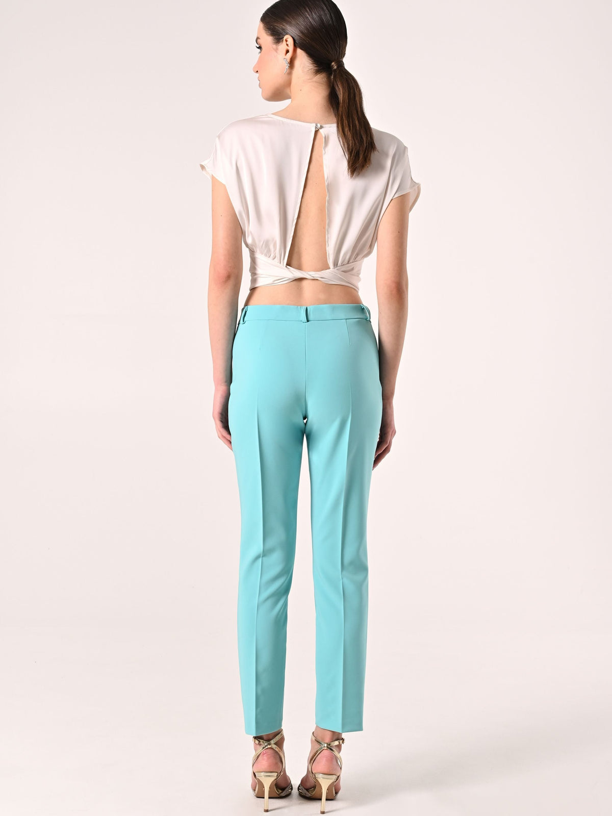 Pantaloni in tessuto tecnico Verde Acqua