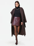 Minigonna bordeaux in similpelle con motivo paisley