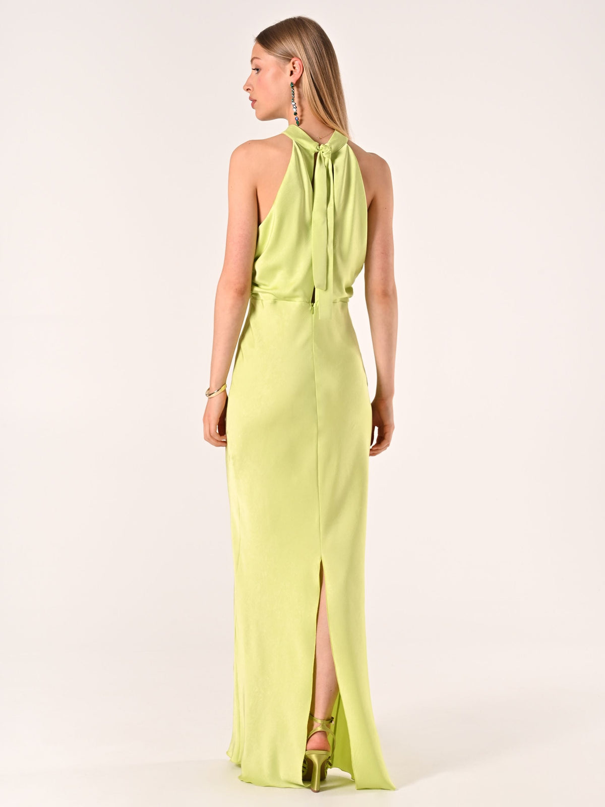 Abito Scivolato in Raso color Lime