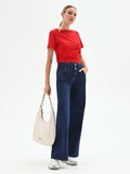 Jeans palazzo blu a vita alta