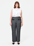 Pantalone Curvy nero a gamba dritta in tessuto boucle