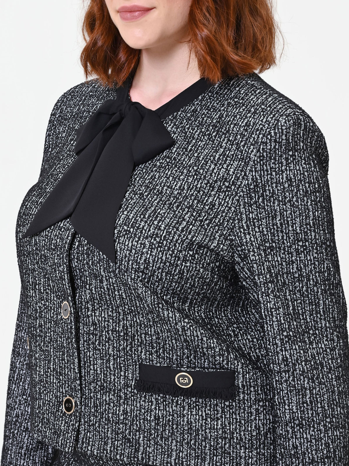 Giacca Curvy in bouclé nera