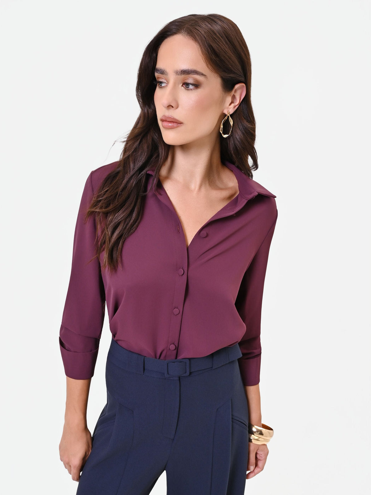 Camicia in raso bordeaux rosso