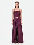 Top bustier in pizzo bordeaux rosso