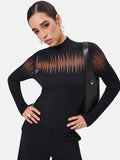 Maglia in viscosa nera con inserto semitrasparente