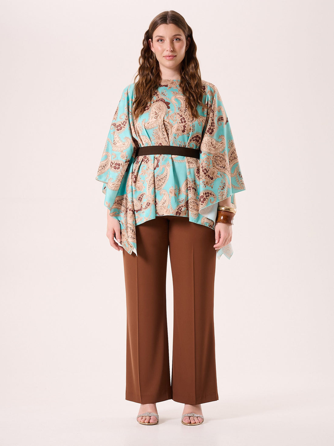 Blusa Curvy stampa Paisley Verde Acqua