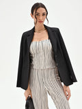 Top in lino panna con fantasia a righe