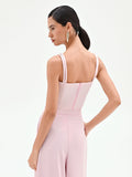 Top corto rosa pastello con doppie spalline
