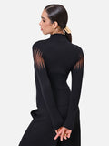 Maglia in viscosa nera con inserto semitrasparente