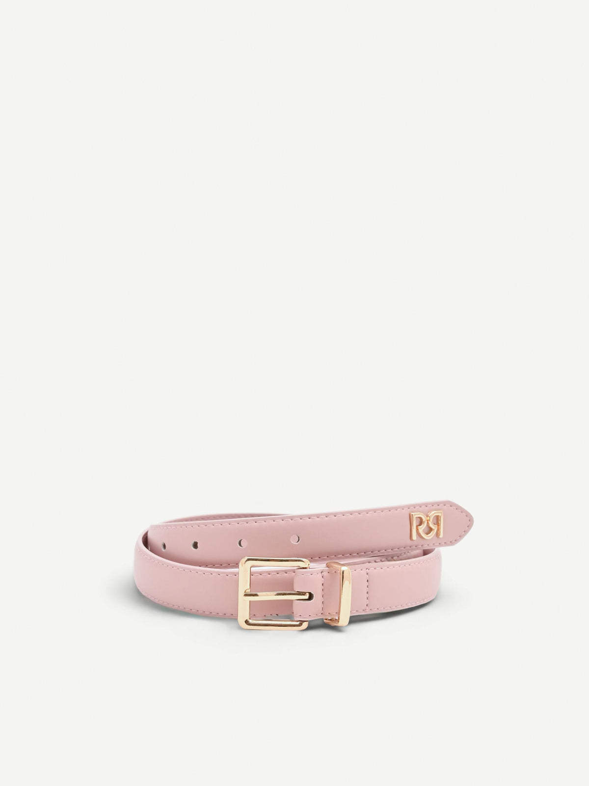 Cintura rosa effetto pelle con fibbia squadrata