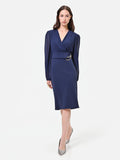 Abito tubino blu navy con maniche velate
