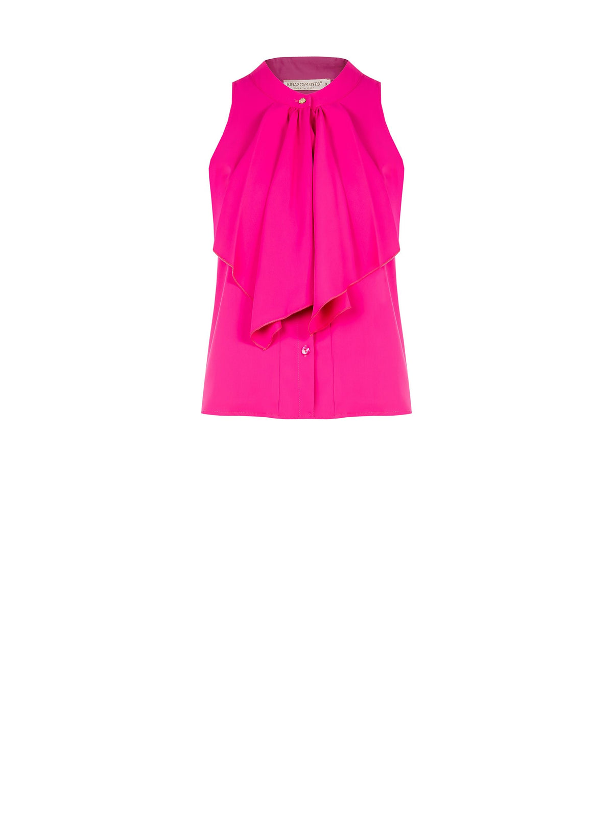 Top fuxia in georgette con rouche a cascata