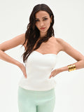 Top bustier bianco con scollo a cuore