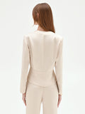 Giacca Beige Chiaro con Drappeggio in Raso