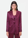 Giacca monopetto bordeaux rosso in raso jacquard Giorgia Palmas X Rinascimento