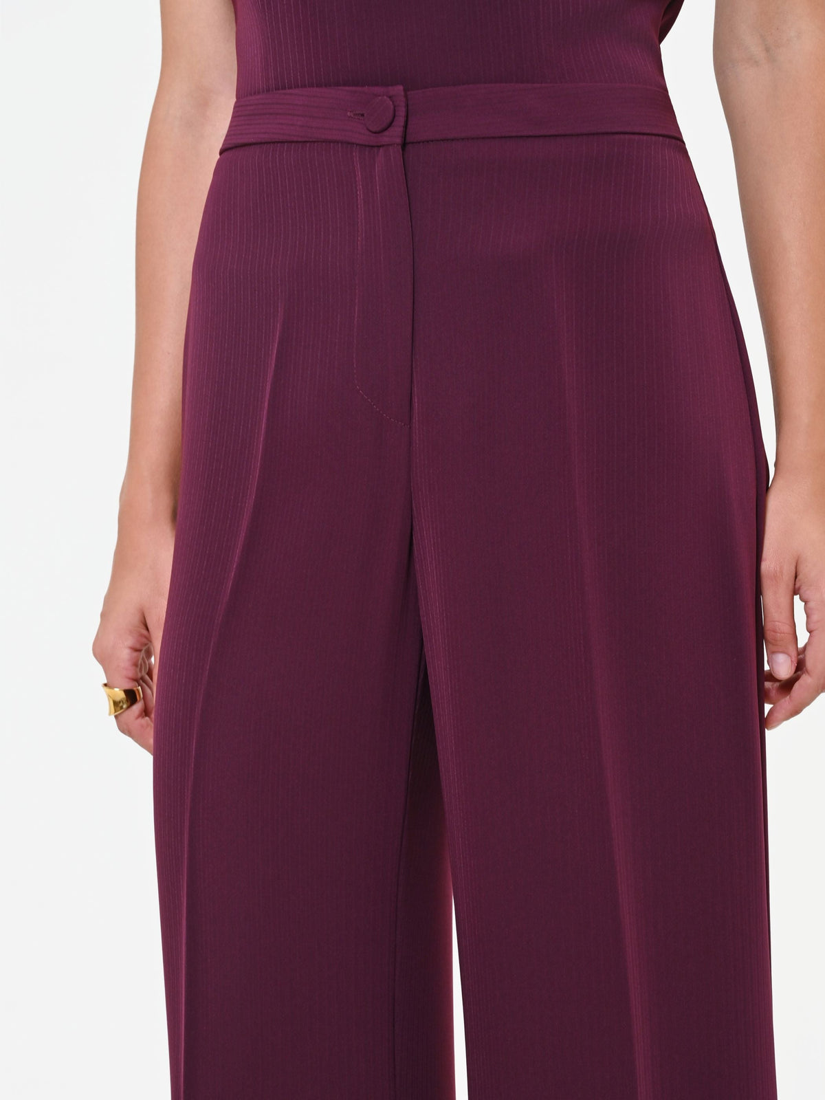 Pantalone Studio  palazzo bordeaux in crepe gessato