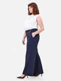 Pantalone palazzo Curvy blu navy con catena