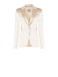 Giacca Monopetto in Raso Strutturato Beige