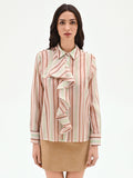 Camicia rosa a righe con rouche
