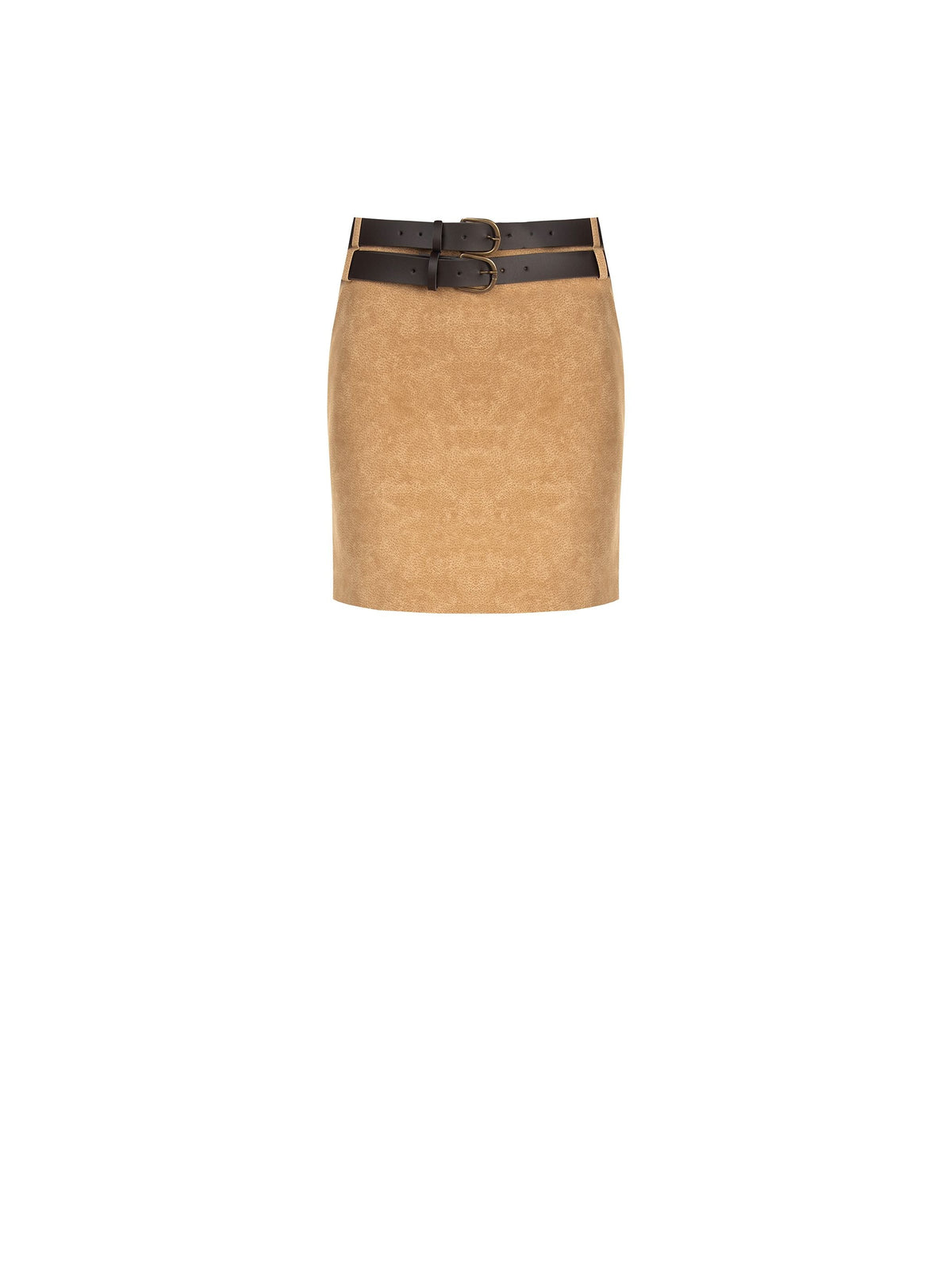 Minigonna beige effetto scamosciato