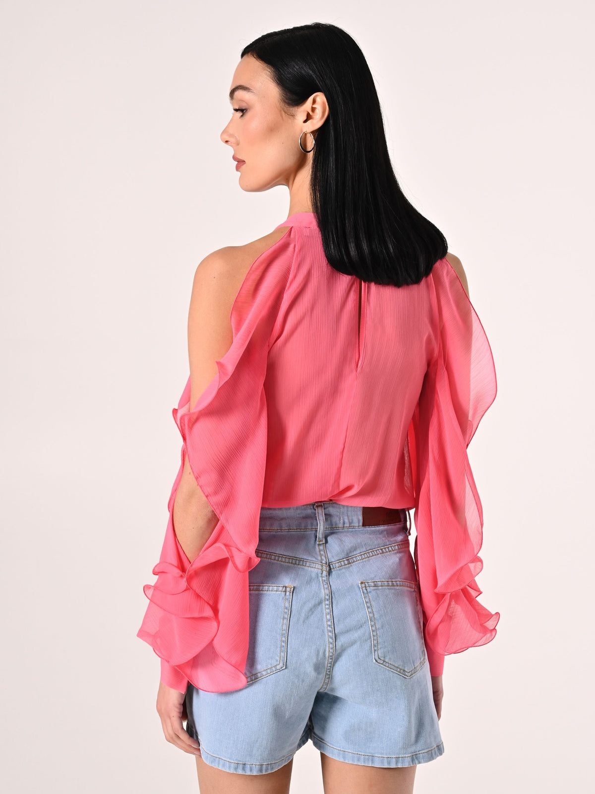 Blusa con Rouches Rosa Camelia