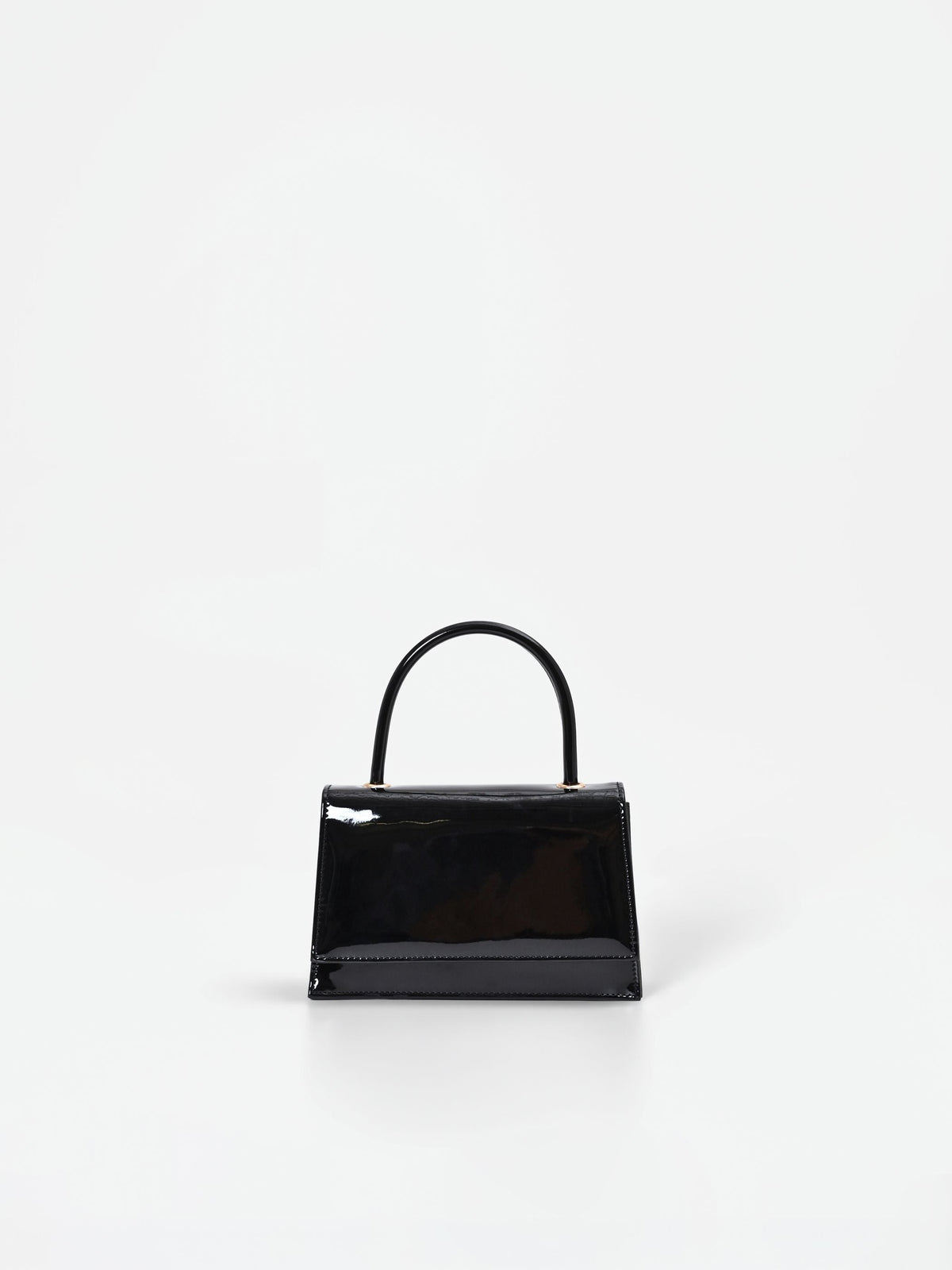 Borsa a mano nera effetto vernice lucida