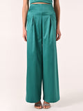 Pantaloni in Raso strutturato Verde Reale