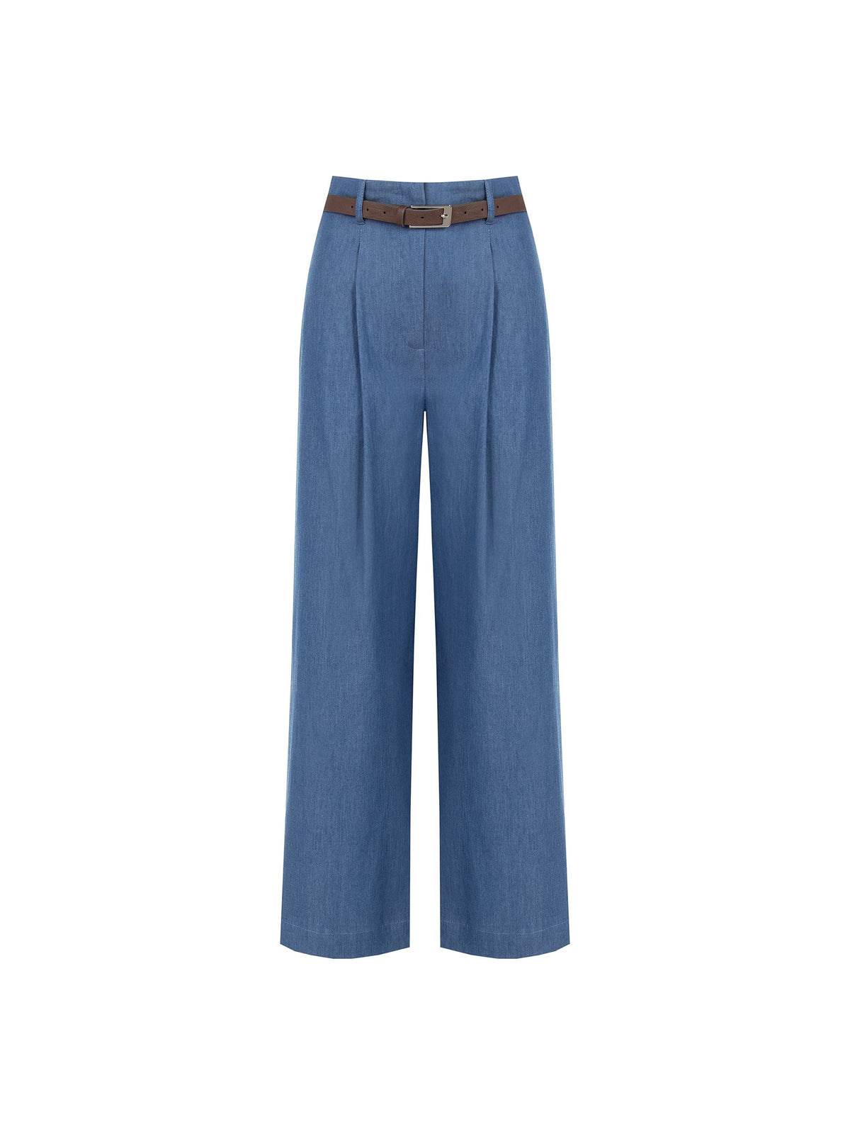 Pantalone a palazzo blu indaco con cintura