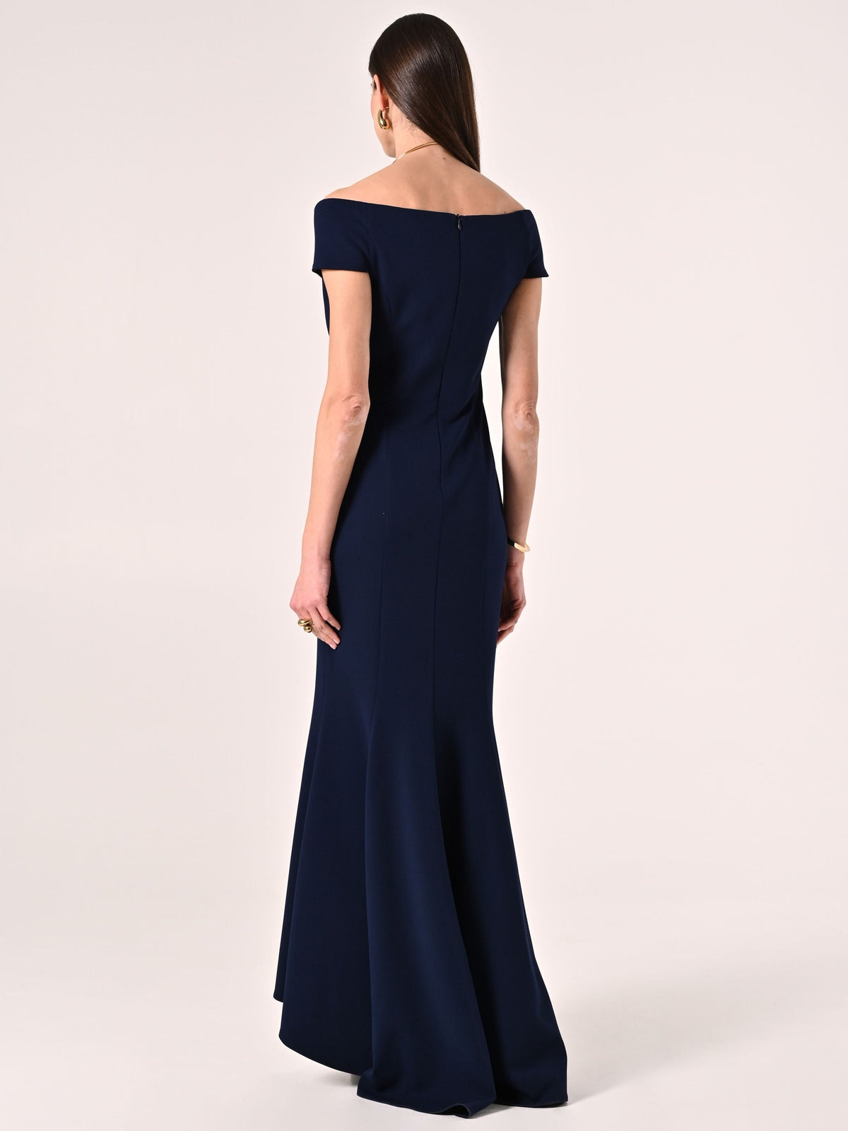 Abito Lungo Blu Navy off-the-Shoulders