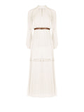Abito lungo bianco in georgette plissé
