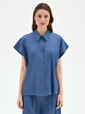 Camicia blu indaco in chambray