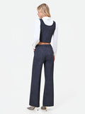 Pantalone blu navy in punto milano effetto denim