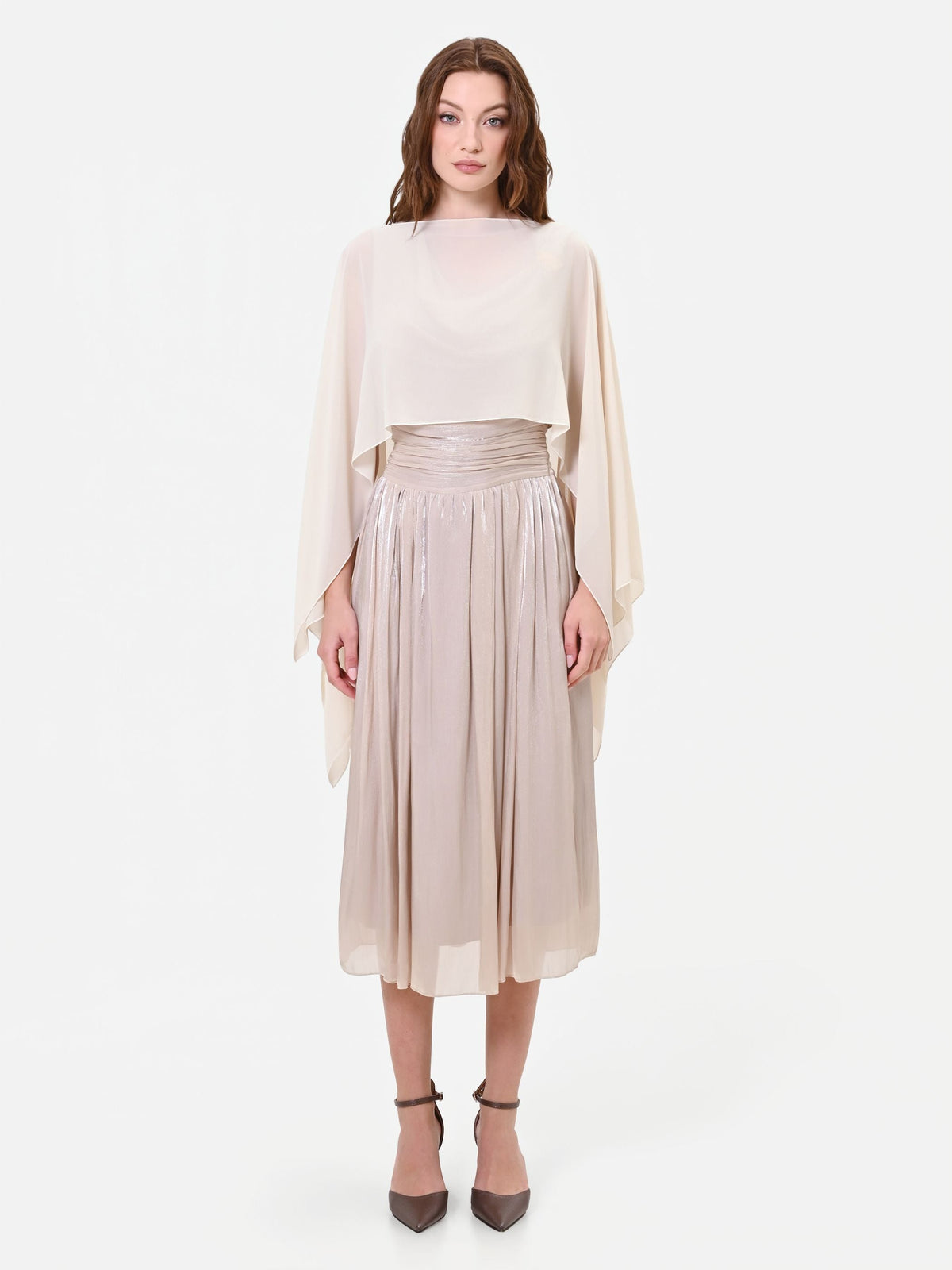 Cappa foulard in georgette beige chiaro